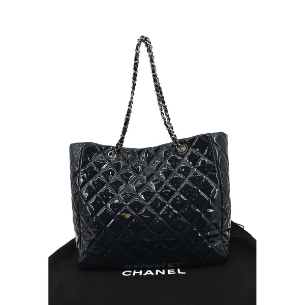 Chanel Chic Glitter Large Patent Leather Tote Bag Blue - Product