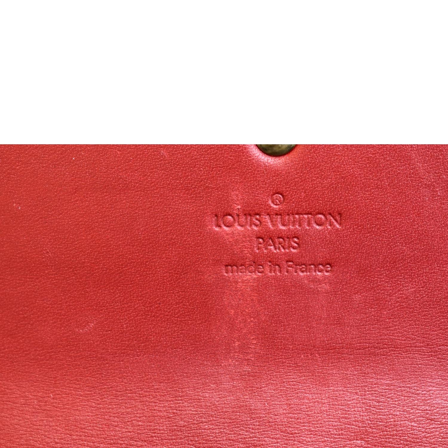 100% Auth. Louis Vuitton Monogram Sarah Red Vernis Long Wallet