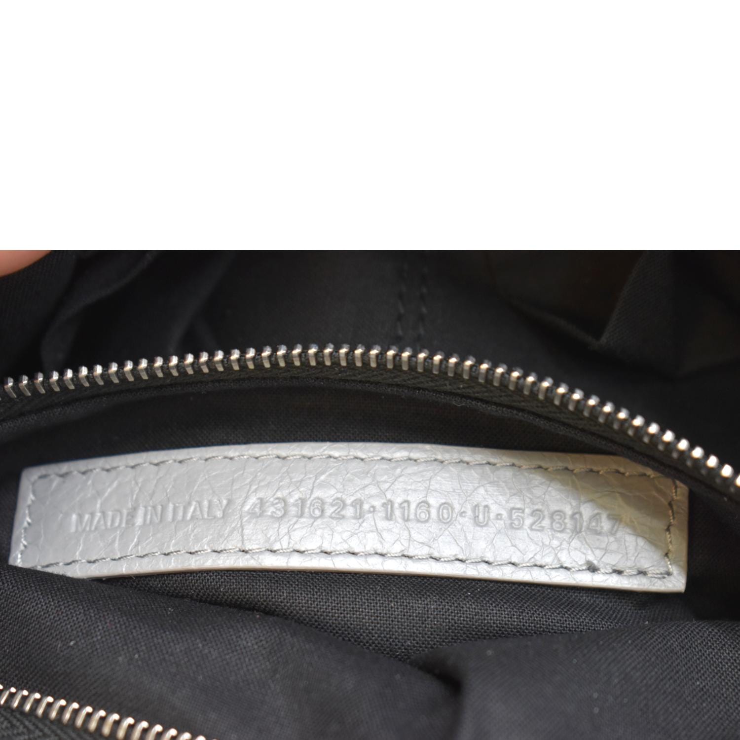 Balenciaga Classic City Grey Shiny Arena Leather Shoulder Bag