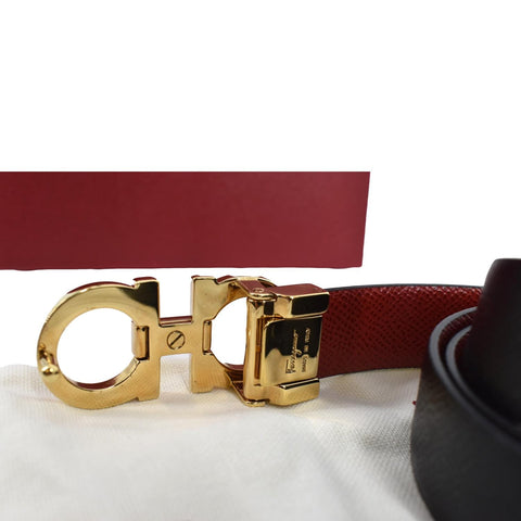 SALVATORE FERRAGAMO Gancini Buckle Reversible Belt Black Size 40