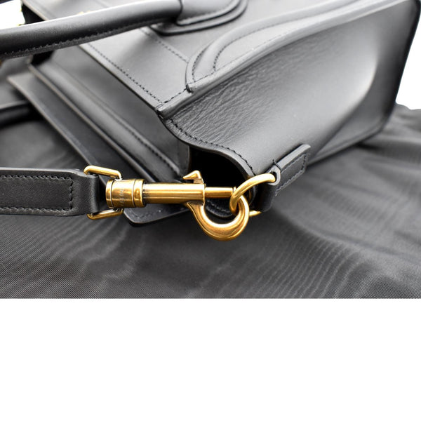 CELINE Nano Luggage Smooth Leather Tote Crossbody Bag Black