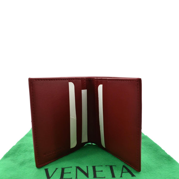 Bottega Veneta Oversize Intrecciato Leather Wallet Red - Open