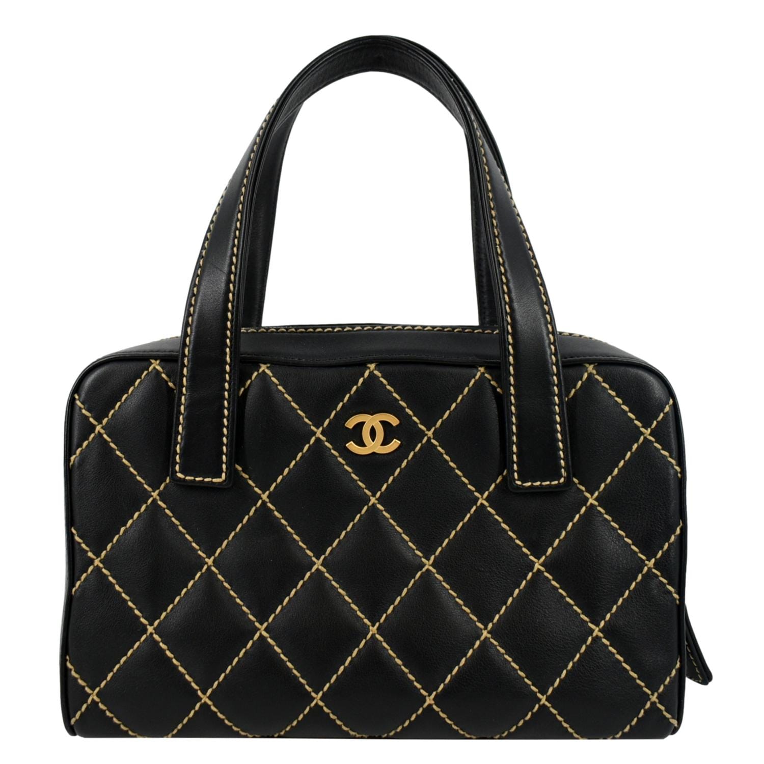 CHANEL CC Wild Stitch Vintage Calfskin Leather Tote Bag Black