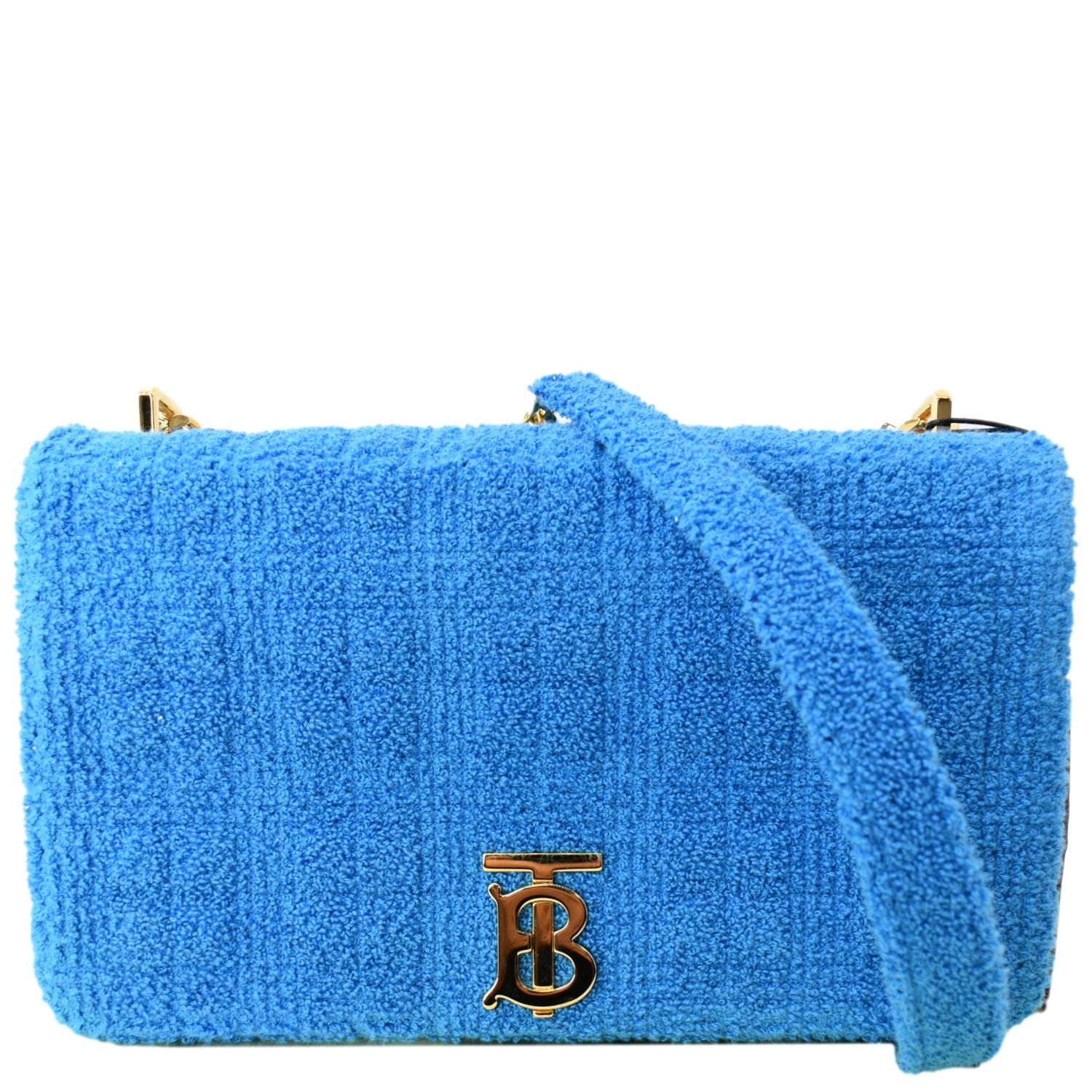BURBERRY Lola Medium Towel Leather Shoulder Bag Blue