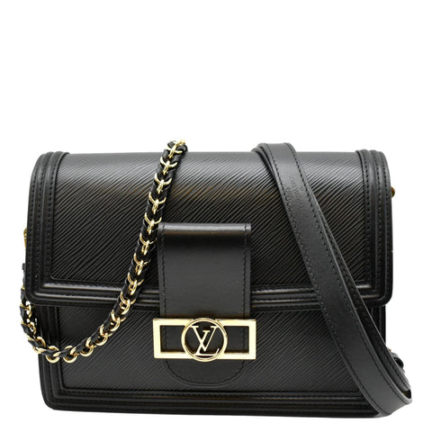 LOUIS VUITTON Dauphine MM Epi Leather Shoulder Bag Black