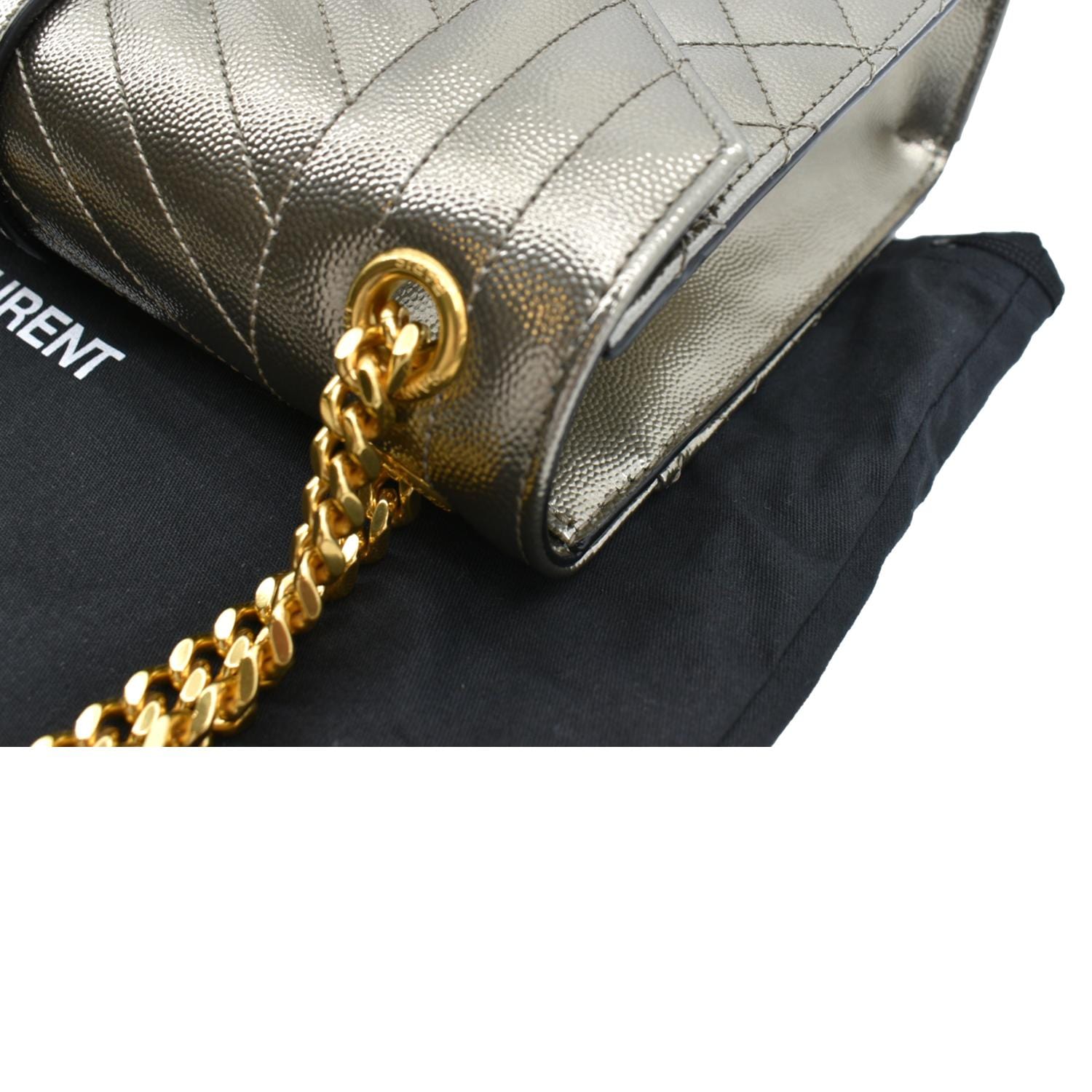 Rent, Saint Laurent, Envelope chain wallet in black w/ silver