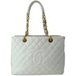 CHANEL Grand Shopping GST Caviar Leather Tote Bag White