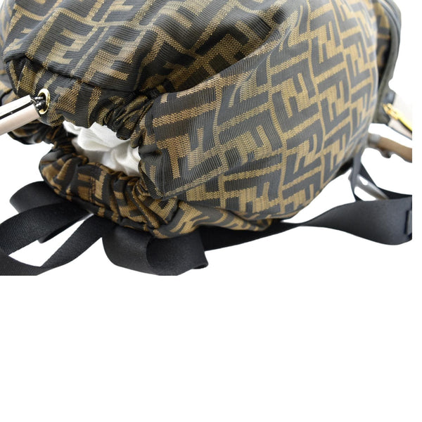 FENDI Convertible Monogram Canvas Backpack Bag Khaki