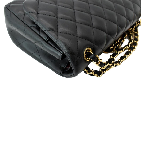 CHANEL Classic Jumbo Double Flap Lambskin Leather Shoulder Bag Black