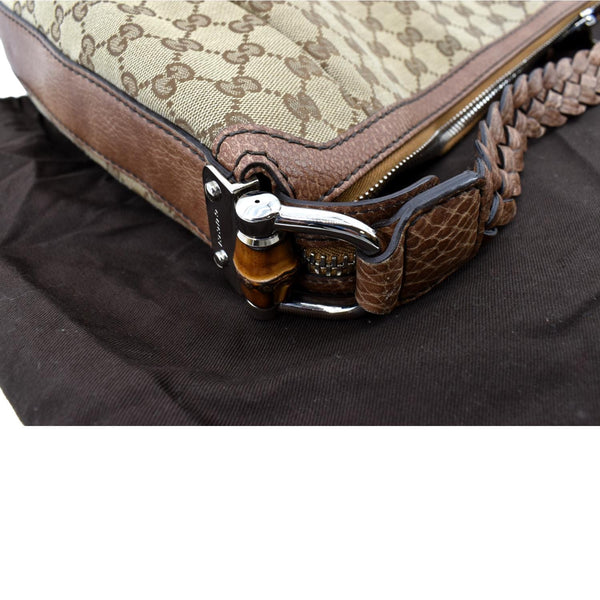 Gucci Bamboo Bar GG Monogram Canvas Hobo Bag in Brown  - Top Right