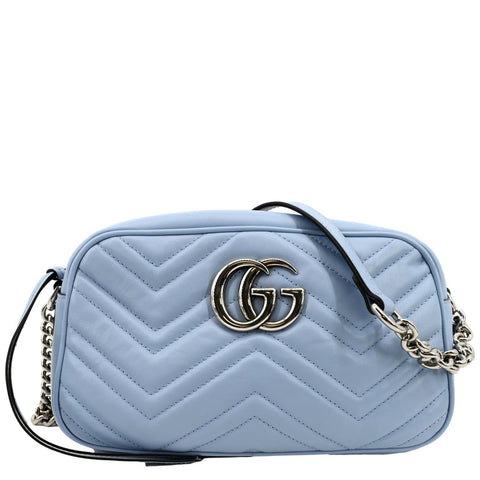 GUCCI GG Marmont Matelasse Leather Crossbody Bag Blue 447632
