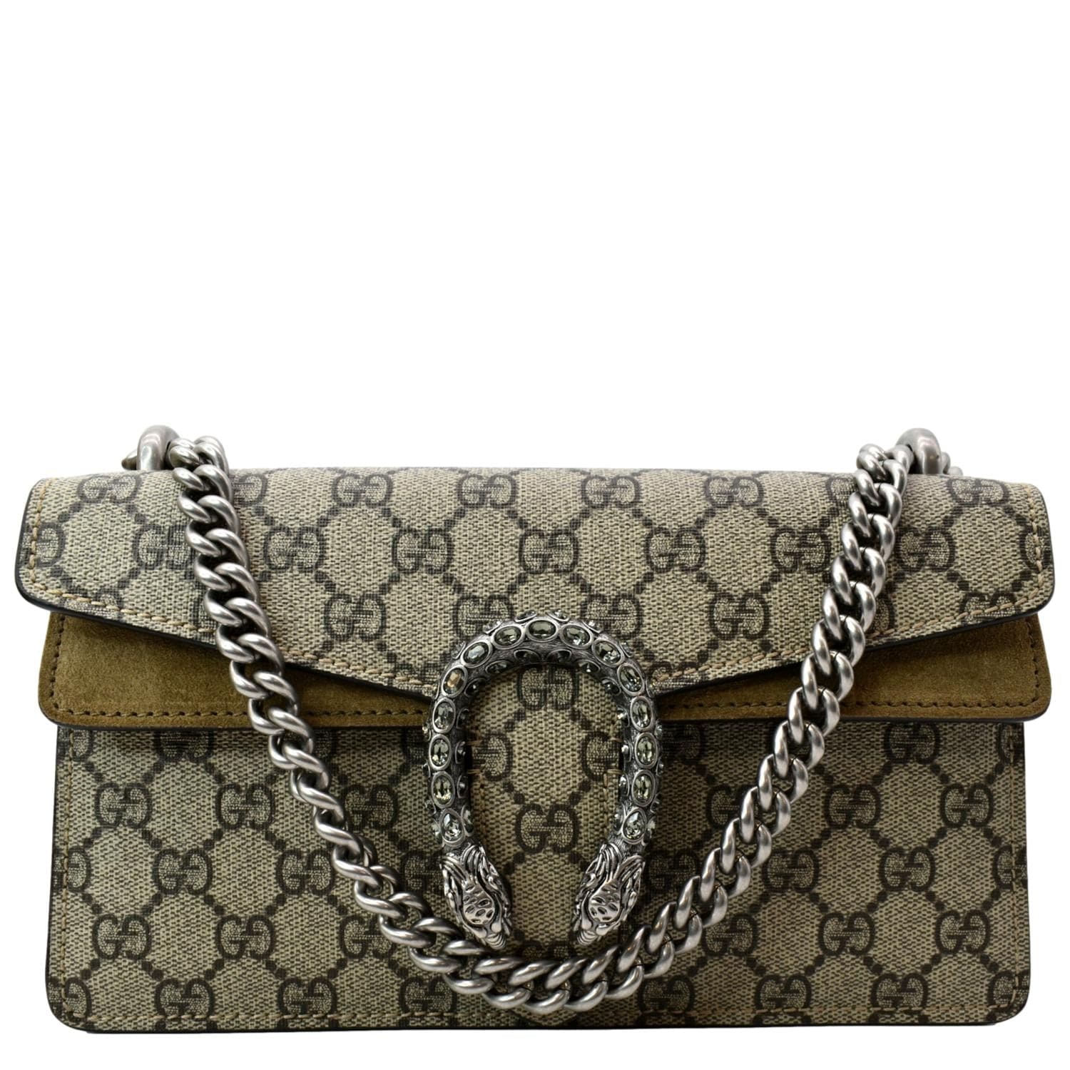 GUCCI Dionysus Small GG Supreme Canvas Shoulder Bag Beige 499623