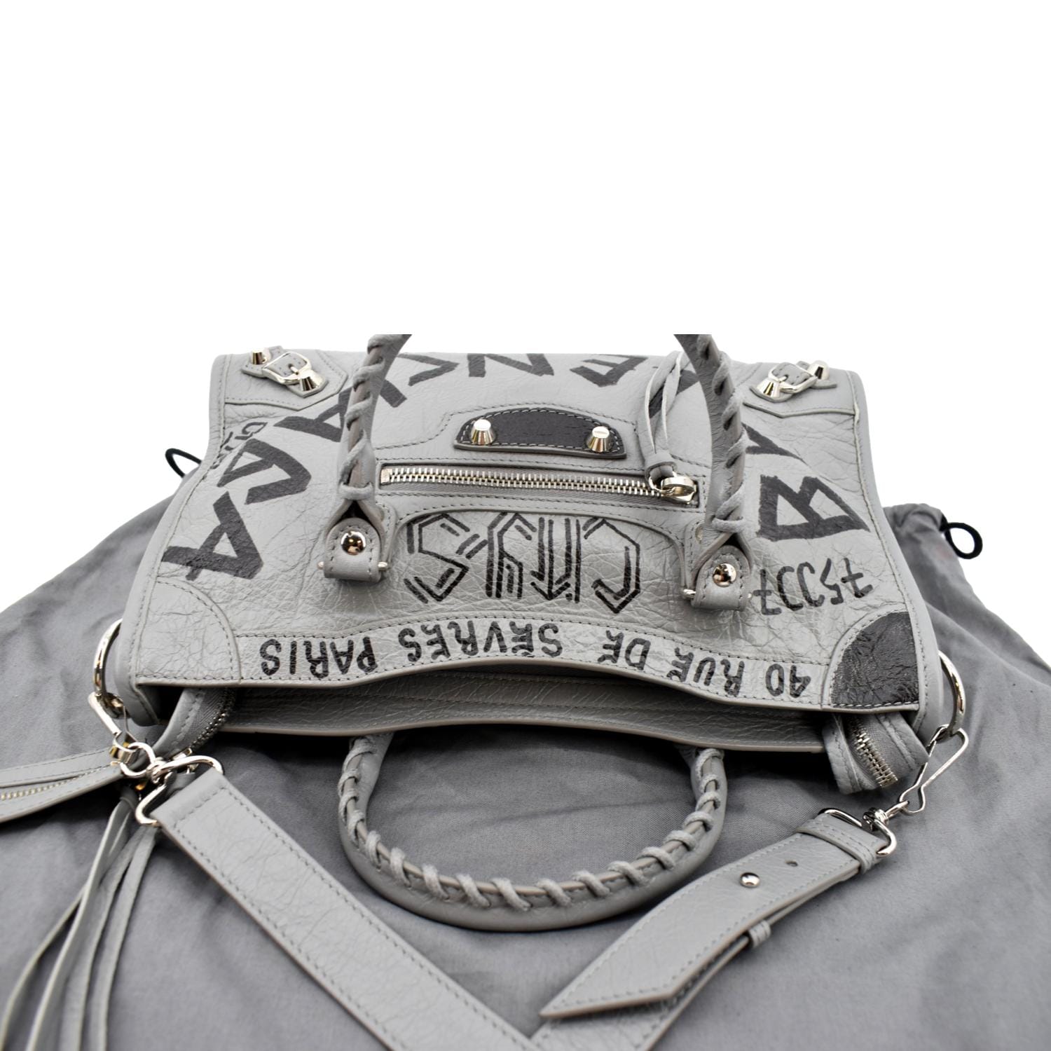 Balenciaga Light Grey City Bag with Crossbody Strap