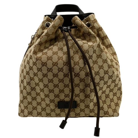 GUCCI Drawstring GG Monogram Canvas Backpack Bag Beige 449175