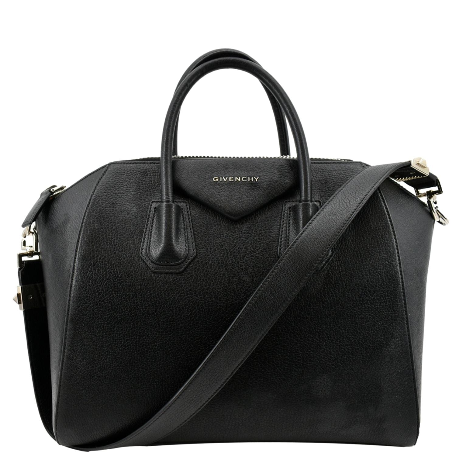 GIVENCHY Antigona Medium Goatskin Leather Shoulder Bag Black