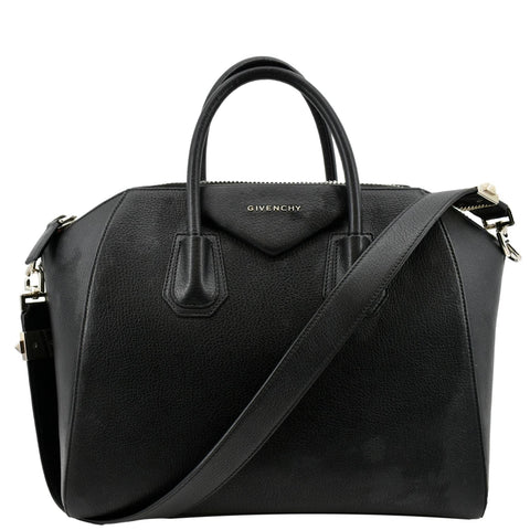 GIVENCHY Antigona Medium Goatskin Leather Shoulder Bag Black