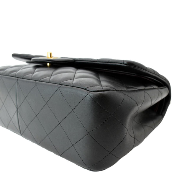 CHANEL Classic Jumbo Double Flap Lambskin Leather Shoulder Bag Black