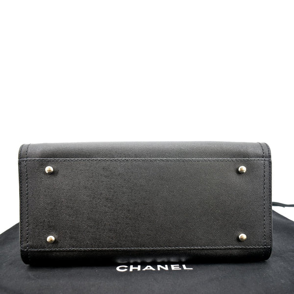 Chanel Studded Deauville Caviar Leather Tote Bag in Black - Bottom