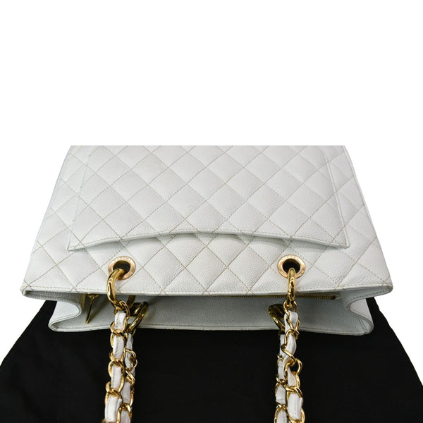 CHANEL Grand Shopping GST Caviar Leather Tote Bag White