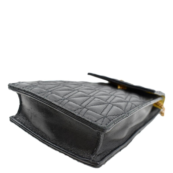 Versace Virtus Leather Crossbody Phone Pouch in Black - Bottom Right