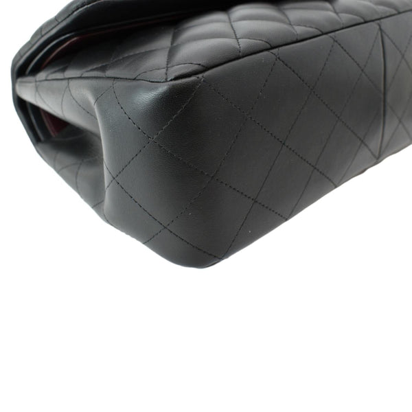 CHANEL Classic Jumbo Double Flap Lambskin Leather Shoulder Bag Black