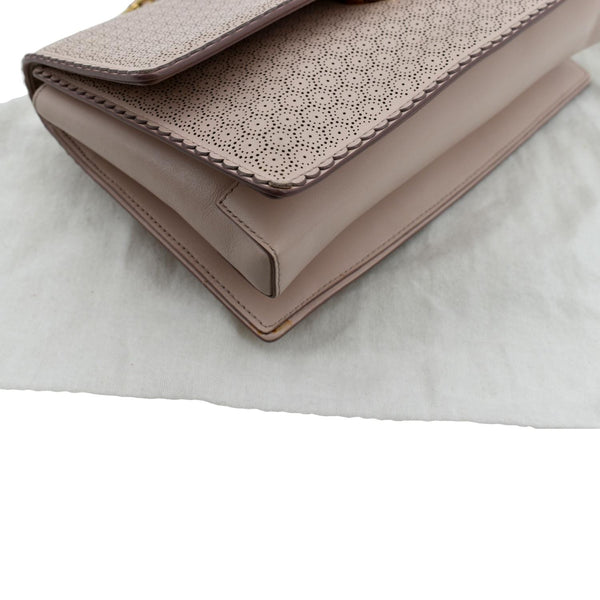 SALVATORE FERRAGAMO Vara Medium Perforated Leather Shoulder Bag Light Pink