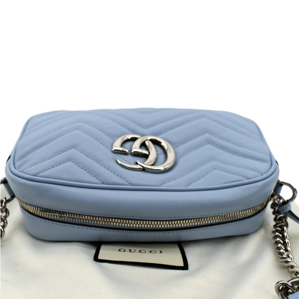 GuccI GG Marmont Matelasse Leather Crossbody Bag Blue - Top