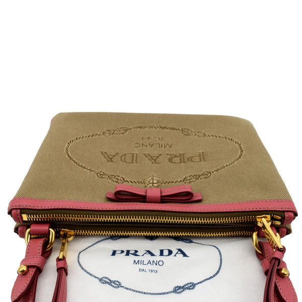 PRADA edition Jacquard Fabric Trim Crossbody Bag Brown