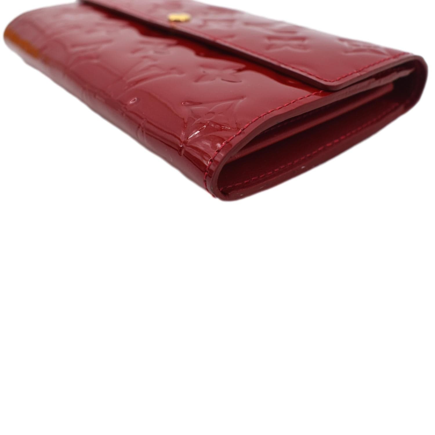 LOUIS VUITTON Sarah Monogram Vernis Leather Wallet Red