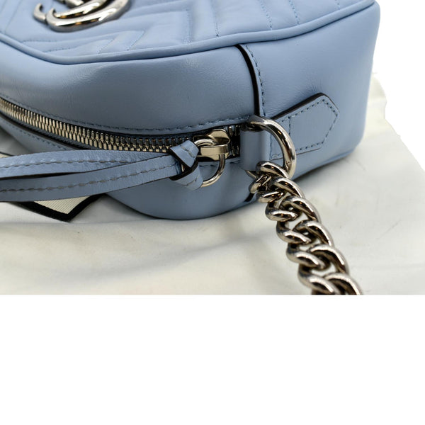 GuccI GG Marmont Matelasse Leather Crossbody Bag Blue - Right Side
