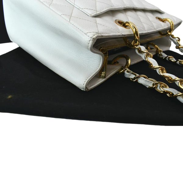 CHANEL Grand Shopping GST Caviar Leather Tote Bag White