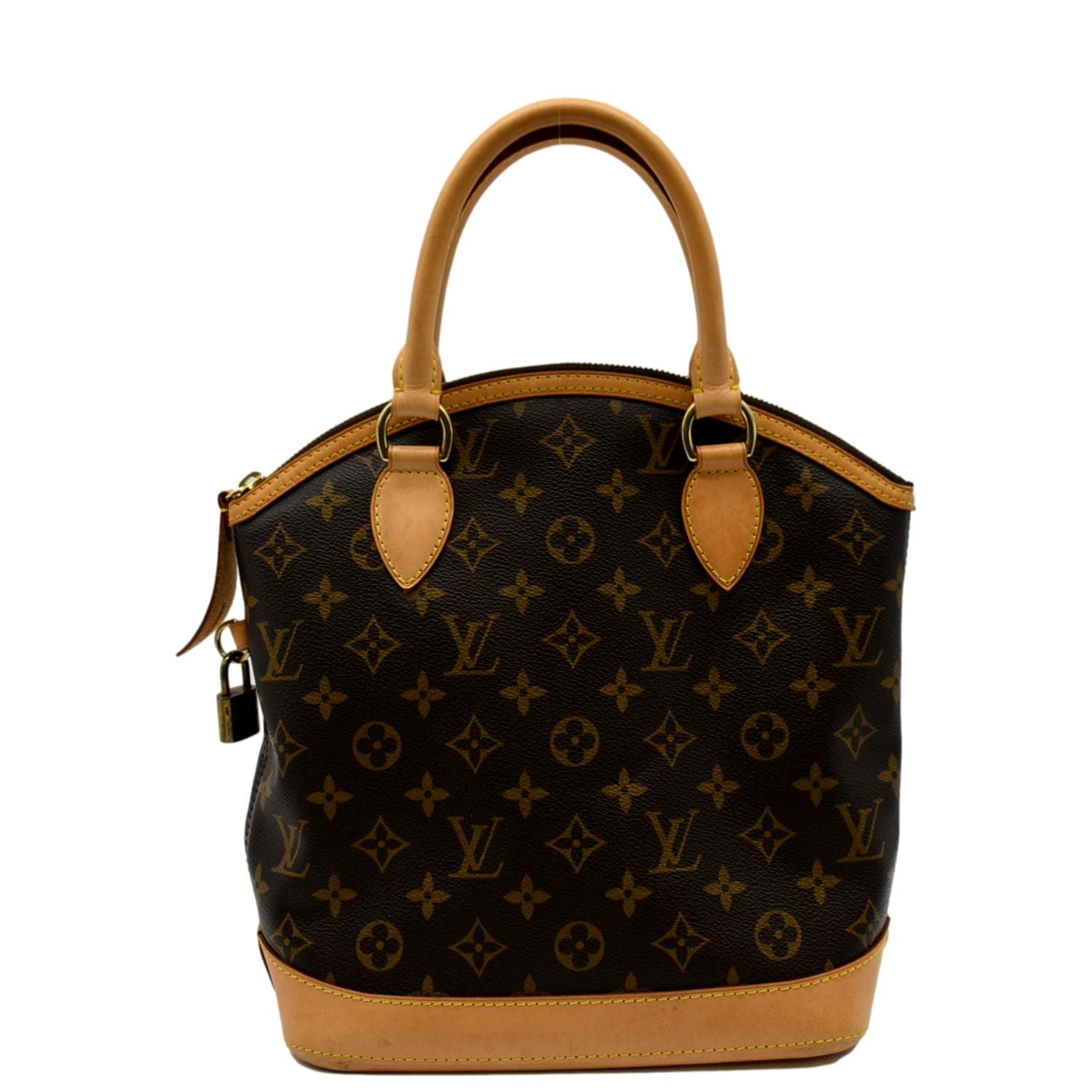 Louis Vuitton Lockit Tote Bag, Brown Monogram Natural Leather 100%  Authentic