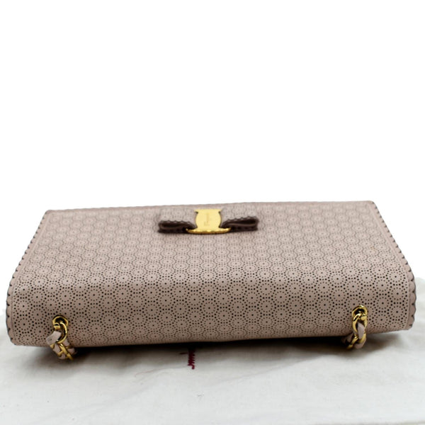 SALVATORE FERRAGAMO Vara Medium Perforated Leather Shoulder Bag Light Pink