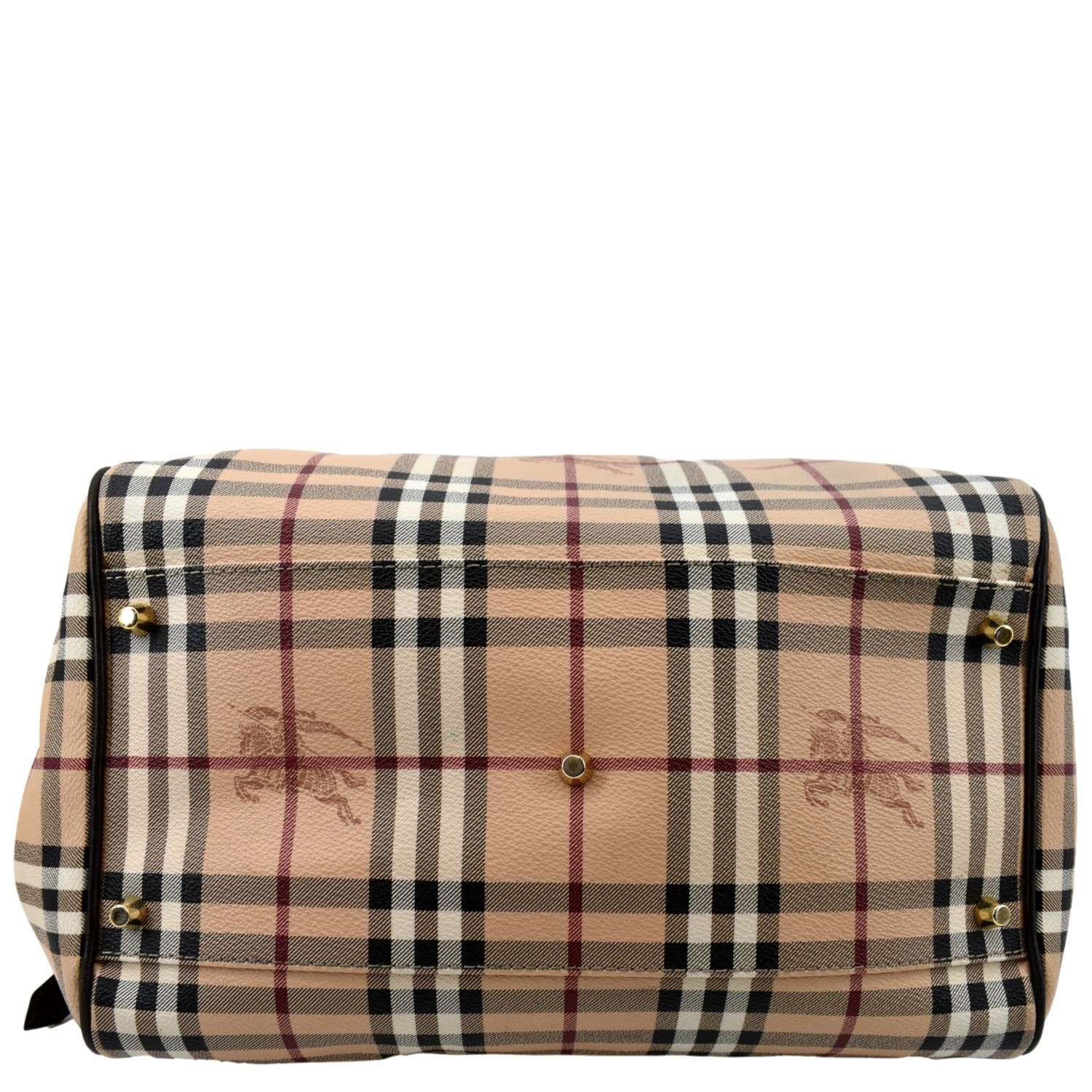 バッグ BURBERRY HAYMARKET Burberry Haymarket Canvas/Chocolate Leather Small Orchard Bowling