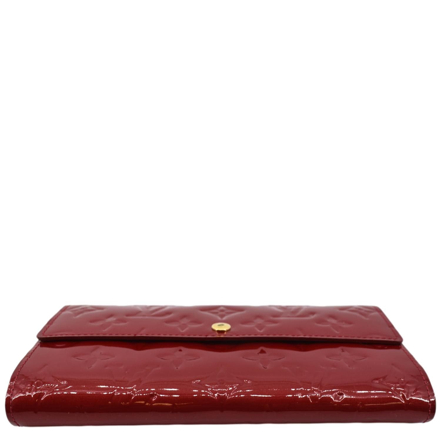 Auth Louis Vuitton Red Vernis Leather Long Envelope Wallet Purse