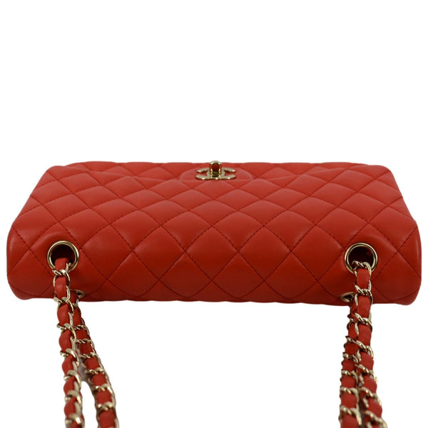 CHANEL Classic Double Flap Medium Leather Shoulder Bag Red