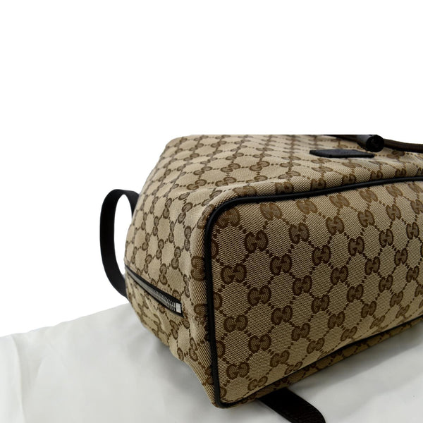 Gucci Drawstring GG Monogram Canvas Backpack Bag Beige - Bottom Left