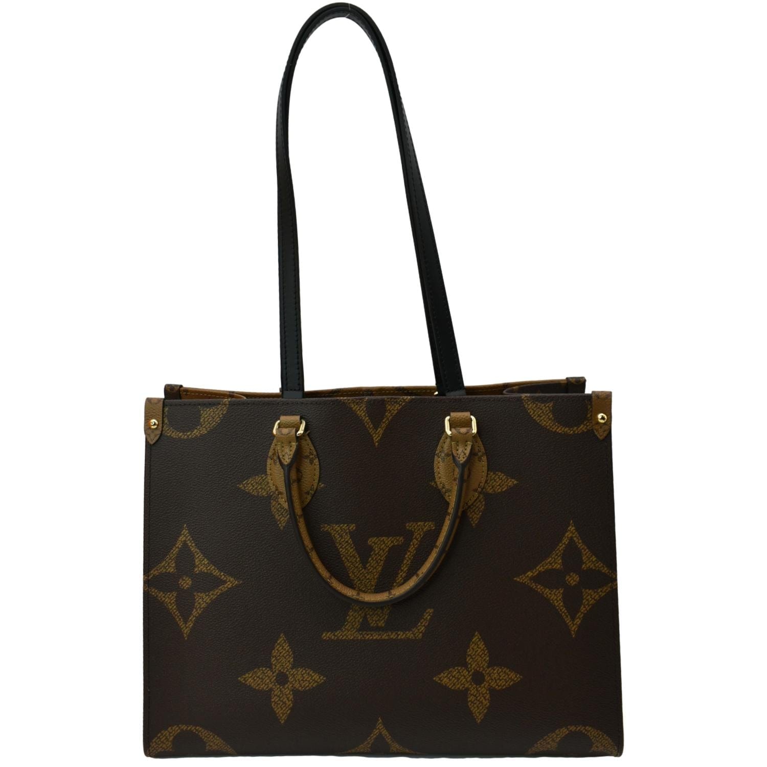 LOUIS VUITTON Onthego MM Giant Monogram Canvas Tote Shoulder Bag Brown