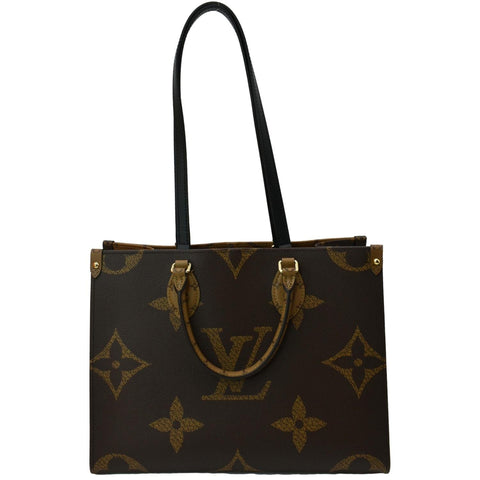 LOUIS VUITTON Onthego MM Giant Monogram Canvas Tote Shoulder Bag Brown