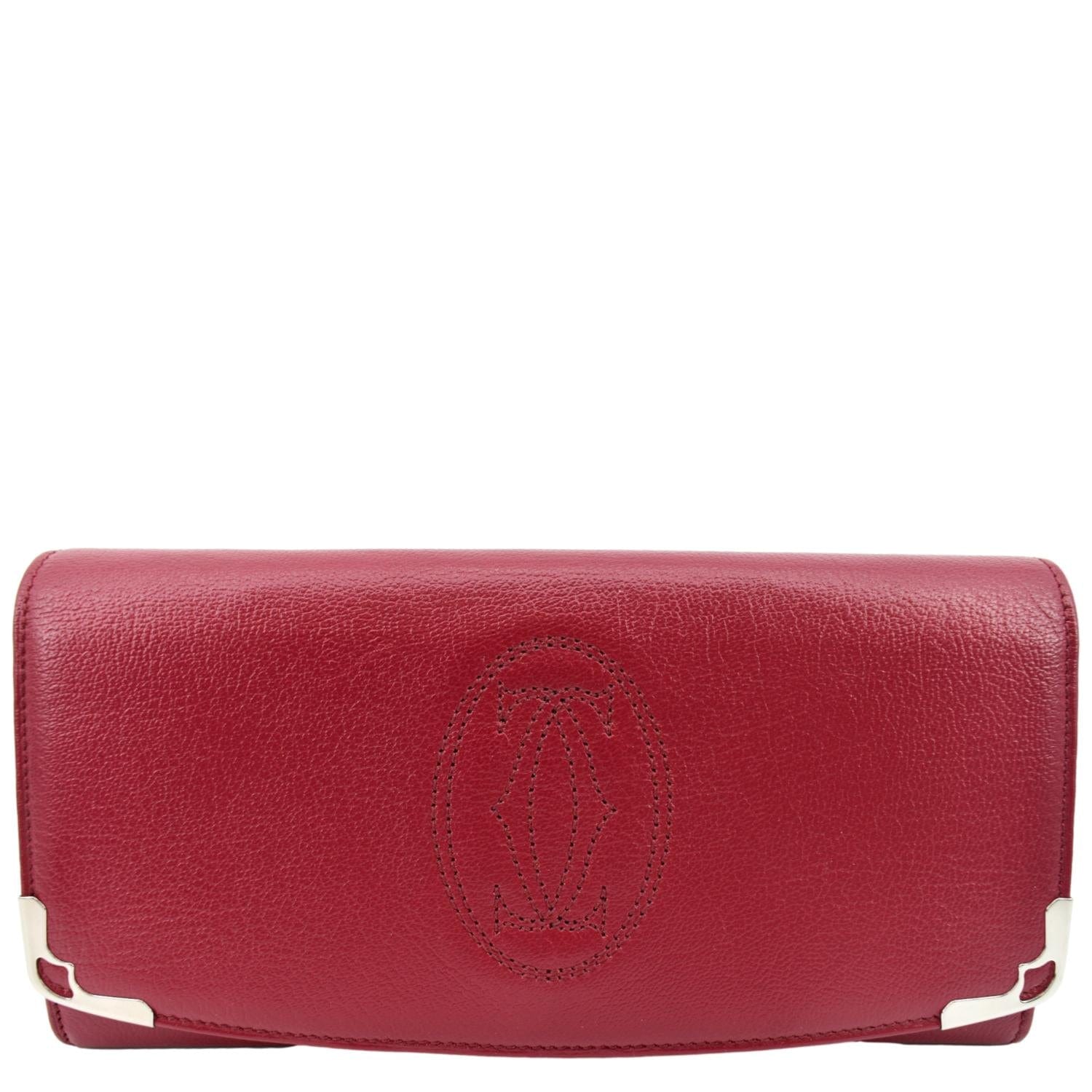 Cartier Folded Calfskin Leather Wallet Burgundy - Front