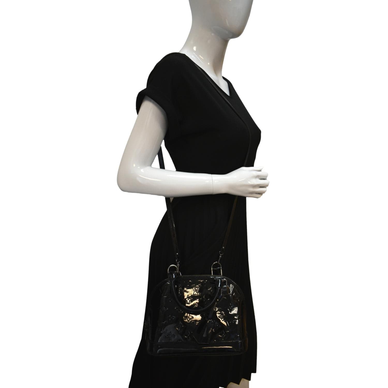 Louis Vuitton Alma BB Monogram Vernis Crossbody Bag Black