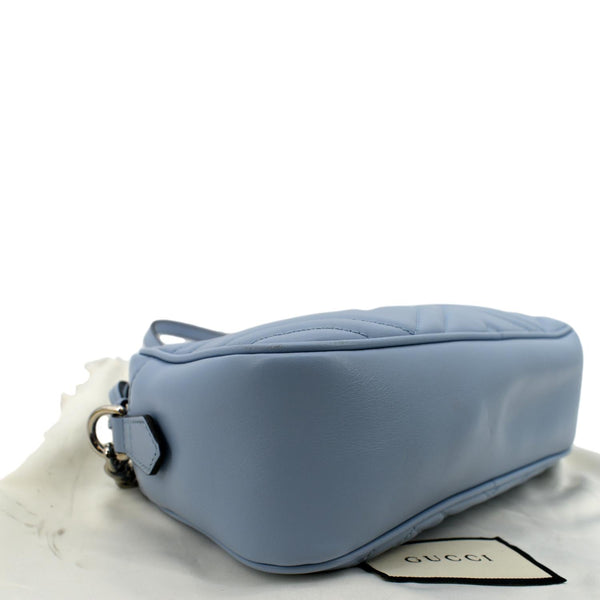 GuccI GG Marmont Matelasse Leather Crossbody Bag Blue - Bottom Left