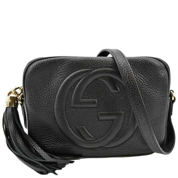 Gucci Soho Disco Pebbled Leather Crossbody Bag Black - Front