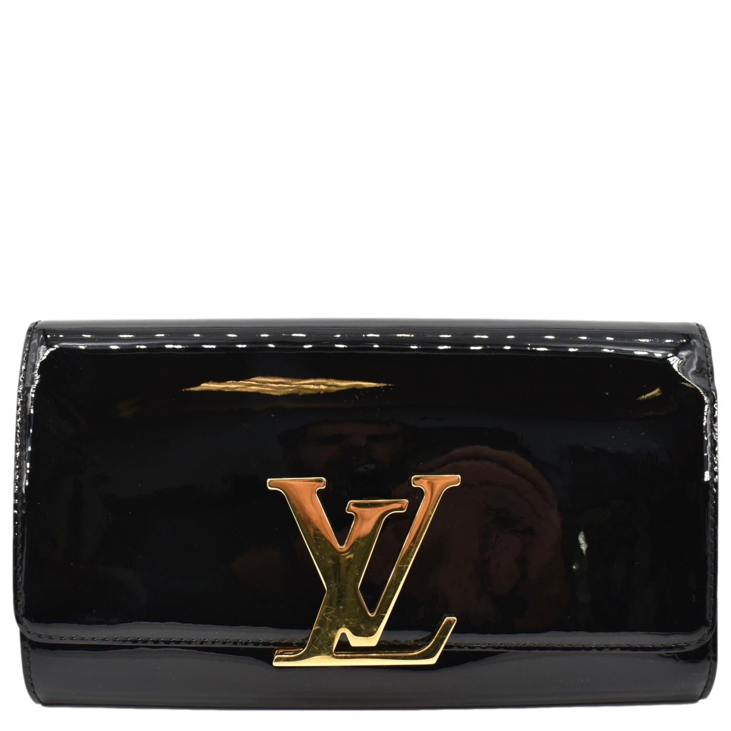 LOUIS VUITTON Louise Patent Leather Long Wallet Black
