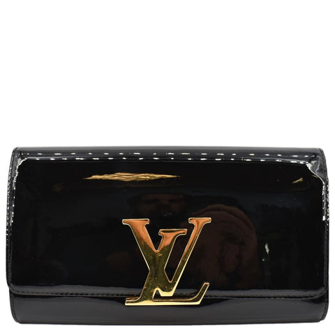 LOUIS VUITTON Louise Patent Leather Long Wallet Black