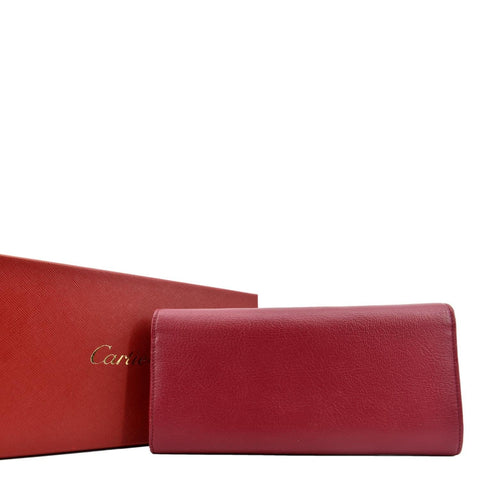 Cartier Folded Calfskin Leather Wallet Burgundy - Back
