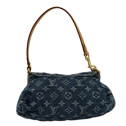 LOUIS VUITTON Mini Pleaty Monogram Denim Shoulder Handbag Blue