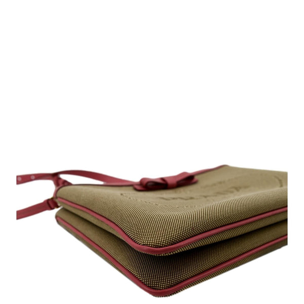 PRADA Jacquard Fabric Trim Crossbody Bag Brown