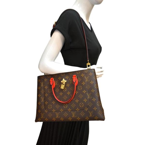 Louis Vuitton Flower Monogram Canvas Tote Shoulder Bag - Full view