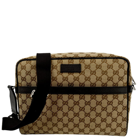 GUCCI GG Monogram Canvas Messenger Bag Dark Brown 449173